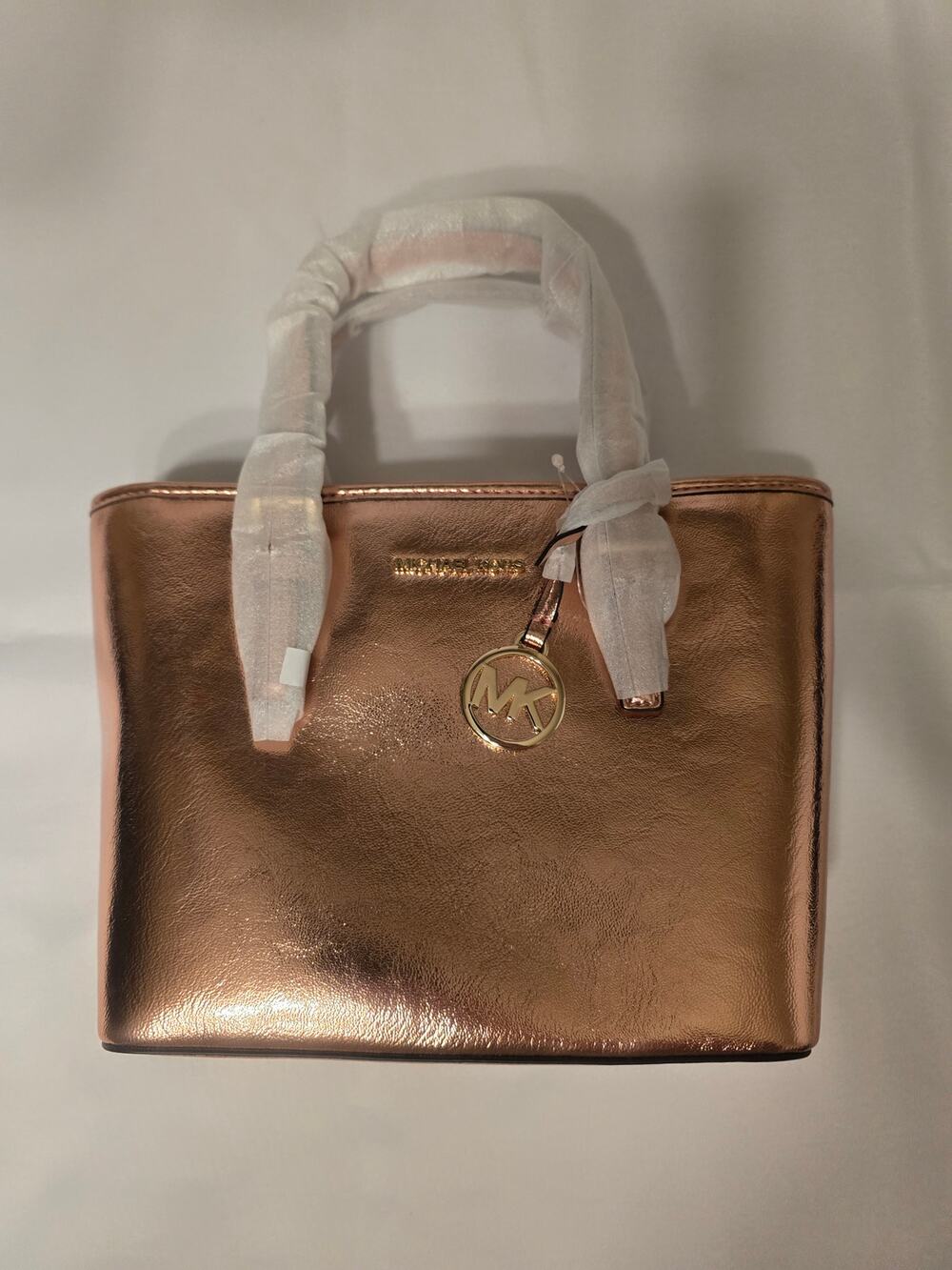 Michael Kors Jet Set Travel XS Metallic Top-Zip Tote Primrose